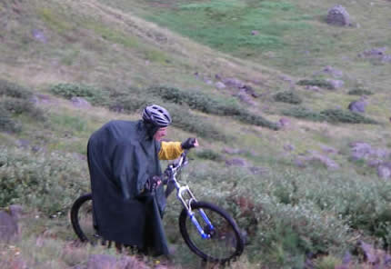 Hans the halloween hunchback mountain biker